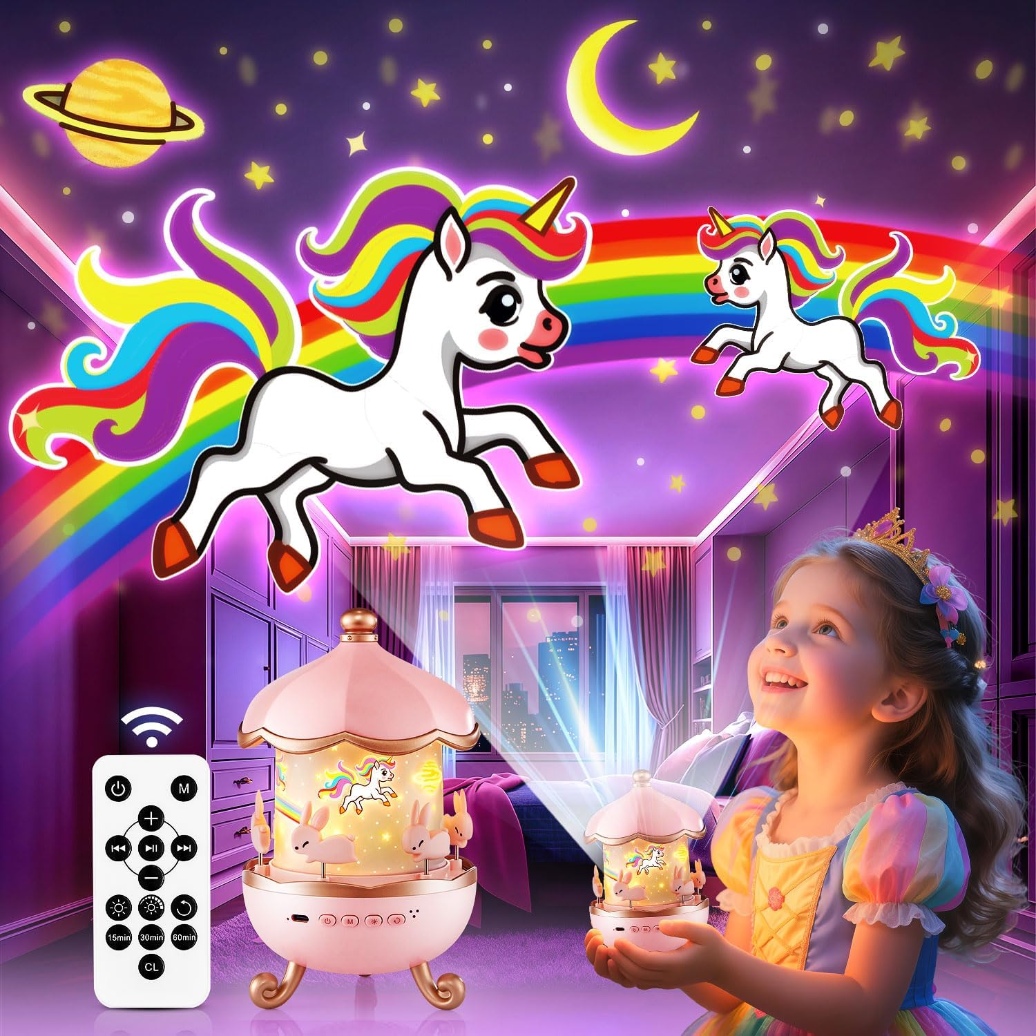 Indoce Sales Star Projector Bunny Night Light Rabbits Night Light