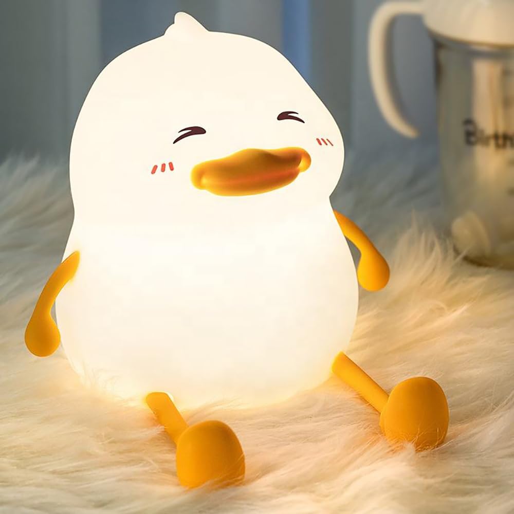 Indoce Sales Cute Smiley Duck Night Light for Kids,Nursery Silicone Night Light, LED Lamp,Room Decor, Gifts for Toddler Children Teenage Girls Valentine's Day