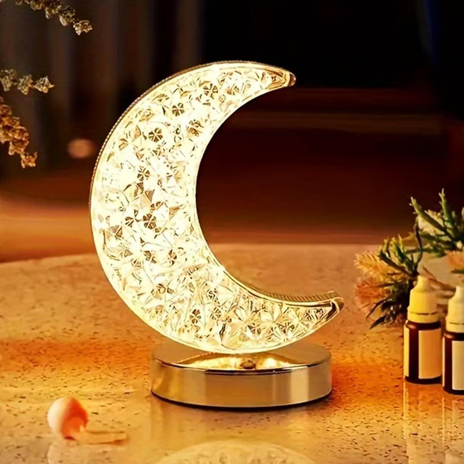 Indoce sales Moon Table Lamp for Kids,Romantic Moon Night Light with 3 Colors Modes Dimmable Touch Rechargeable Nightlight (Moon)