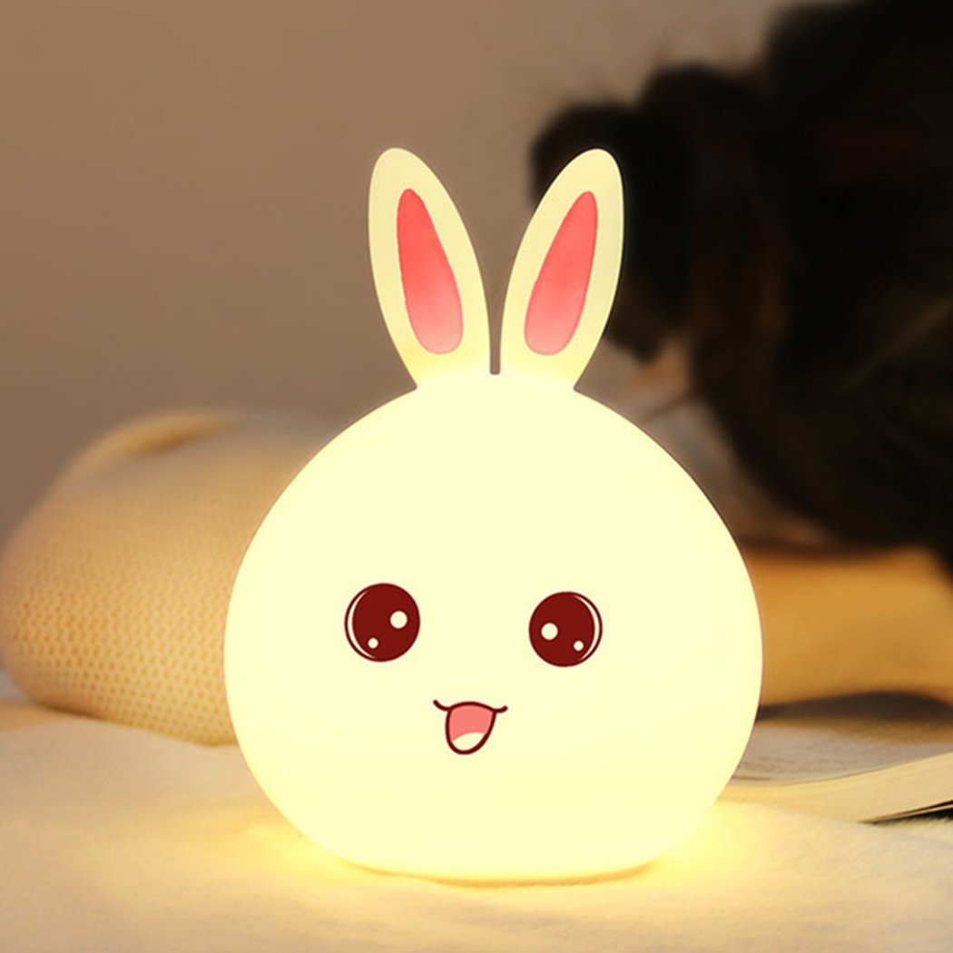 indoce Sales Rabbit Silicone Night Light - Color Changing LED Cute Lamp with Touch Sensor Control Night Light