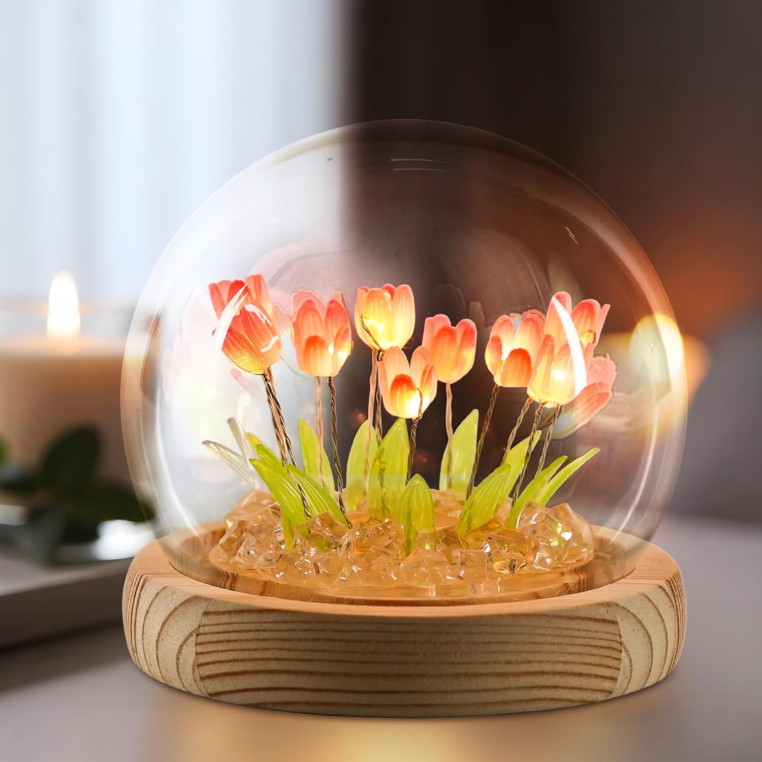 Indoce Sales LED Tulip Night Light Battery Powered Handmade Tulip Table Lamps DIY Simulation Flower Bedside Sleeping Lights