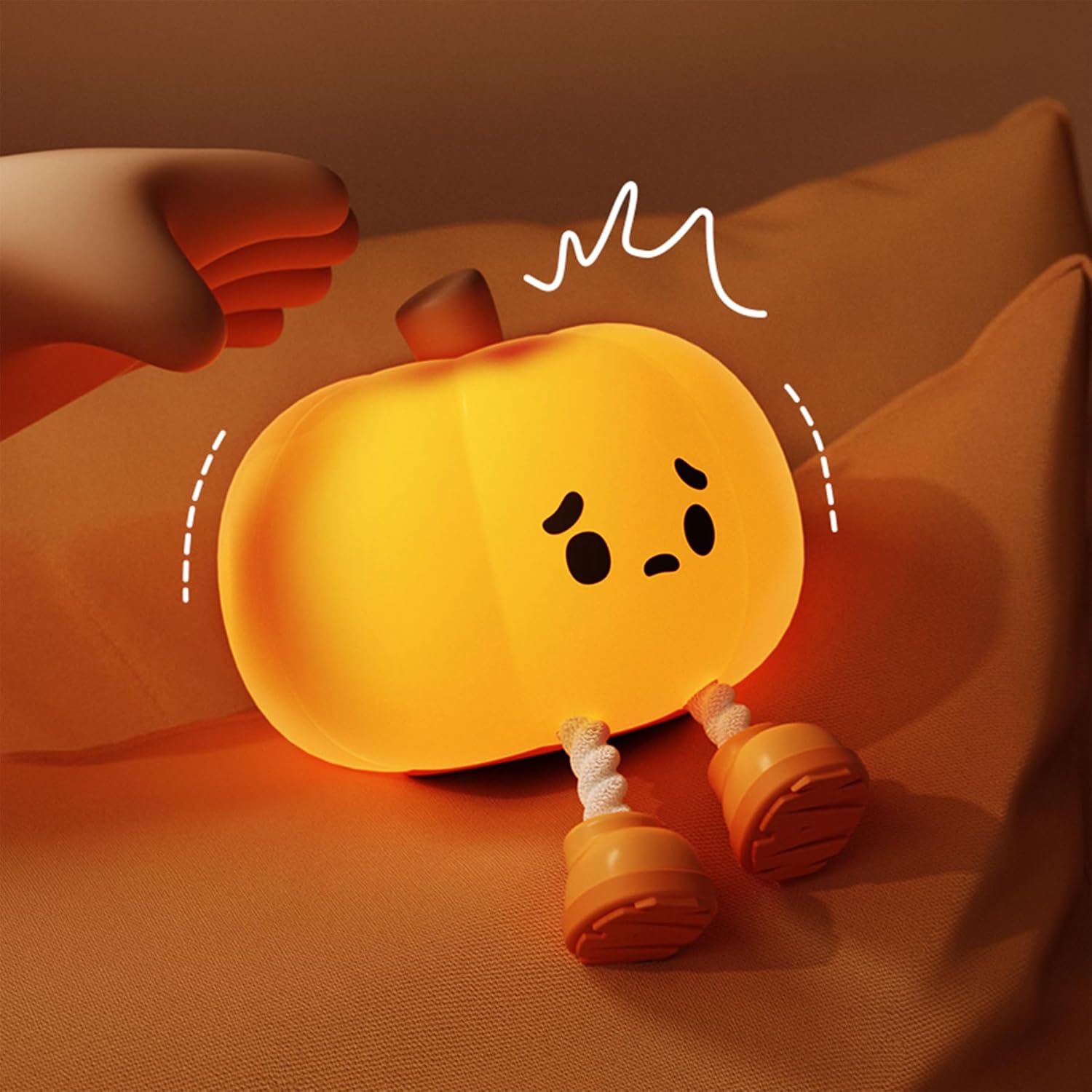 Indoce Sales Pumpkin Night Light, Cute LED Lamp, Silicone Dimmable Nursery Nightlight for Kids, Rechargeable Bedside Touch Lamp, Funny Office Desk Light and Room Decor(Pumpkin)