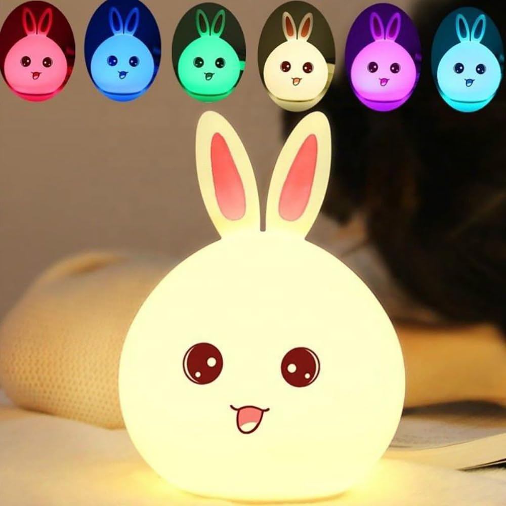 indoce Sales Rabbit Silicone Night Light - Color Changing LED Cute Lamp with Touch Sensor Control Night Light