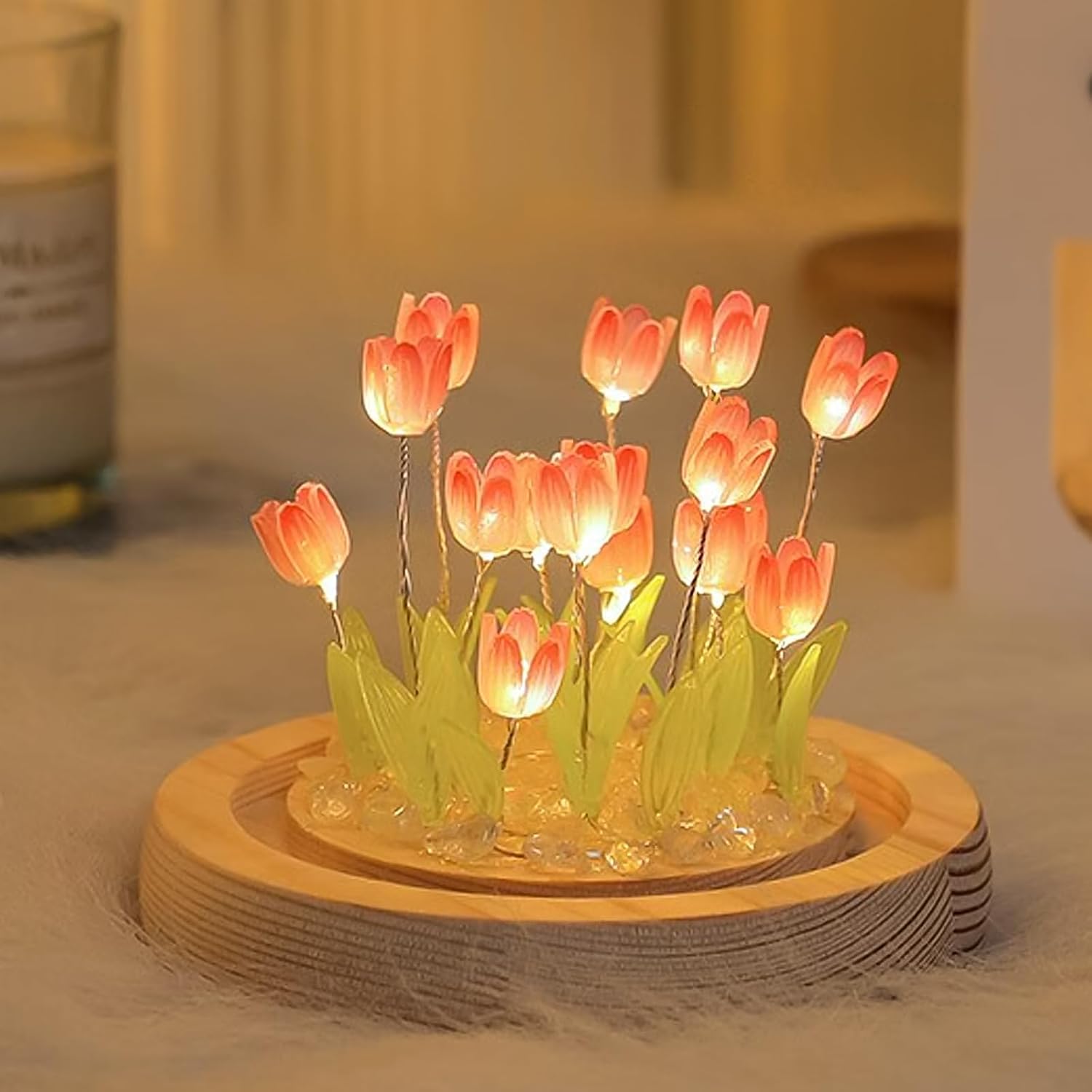 Indoce Sales LED Tulip Night Light Battery Powered Handmade Tulip Table Lamps DIY Simulation Flower Bedside Sleeping Lights