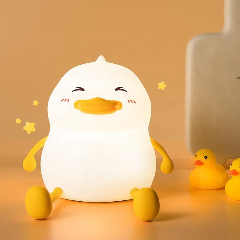 Indoce Sales Cute Smiley Duck Night Light for Kids,Nursery Silicone Night Light, LED Lamp,Room Decor, Gifts for Toddler Children Teenage Girls Valentine's Day