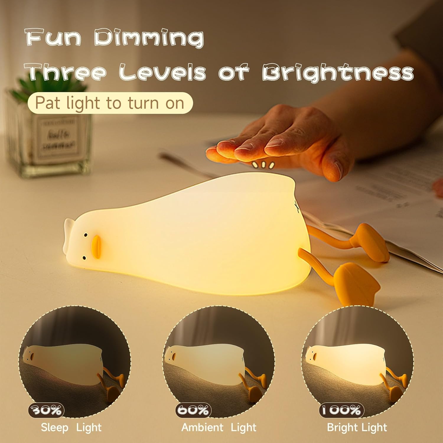 Indoce Sales Cute Panda Night Light For Kids,Nursery Silicone Night Light,7-Color Changing LED Lamp,Room Decor, Gifts For Toddler Children Teenage Girls Valentine'S Day (Sleep Duck), White