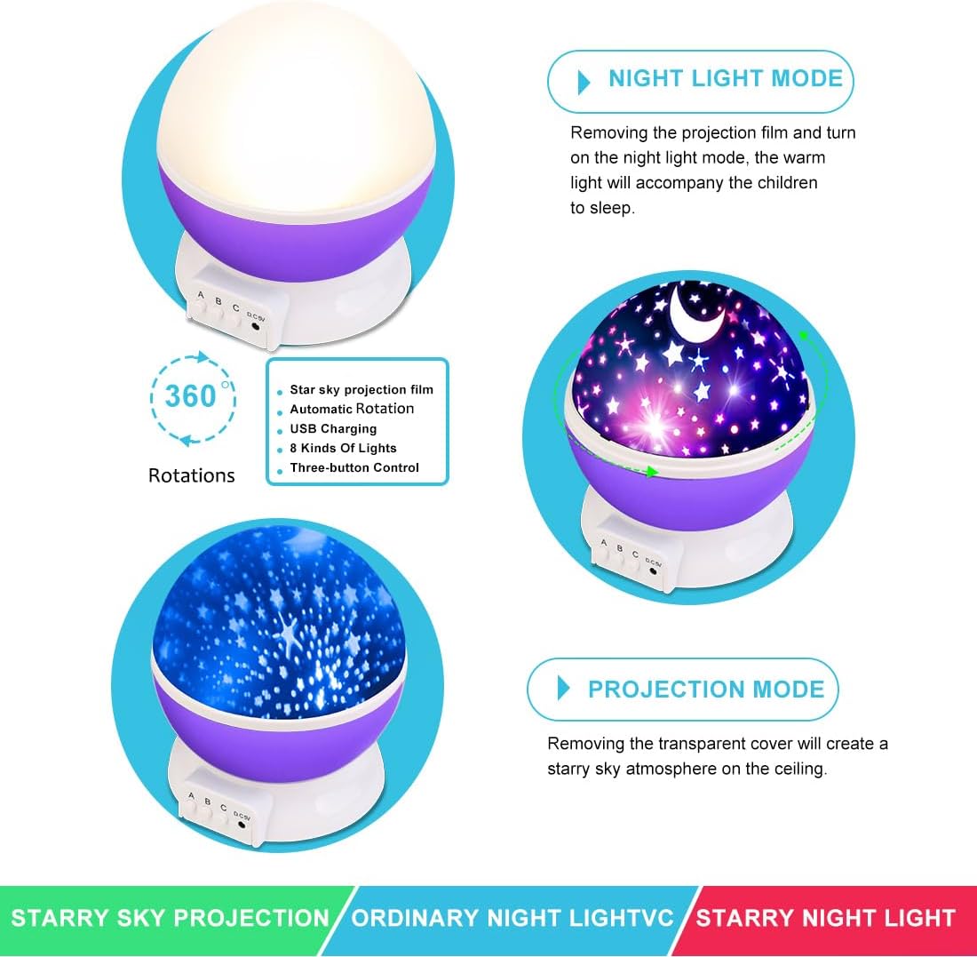 Indoce Sales Sky Star Master Night Light 360 Degree Moon Night Light Romantic Bedroom Kids Room Night Bulb Projector (Multicolor)