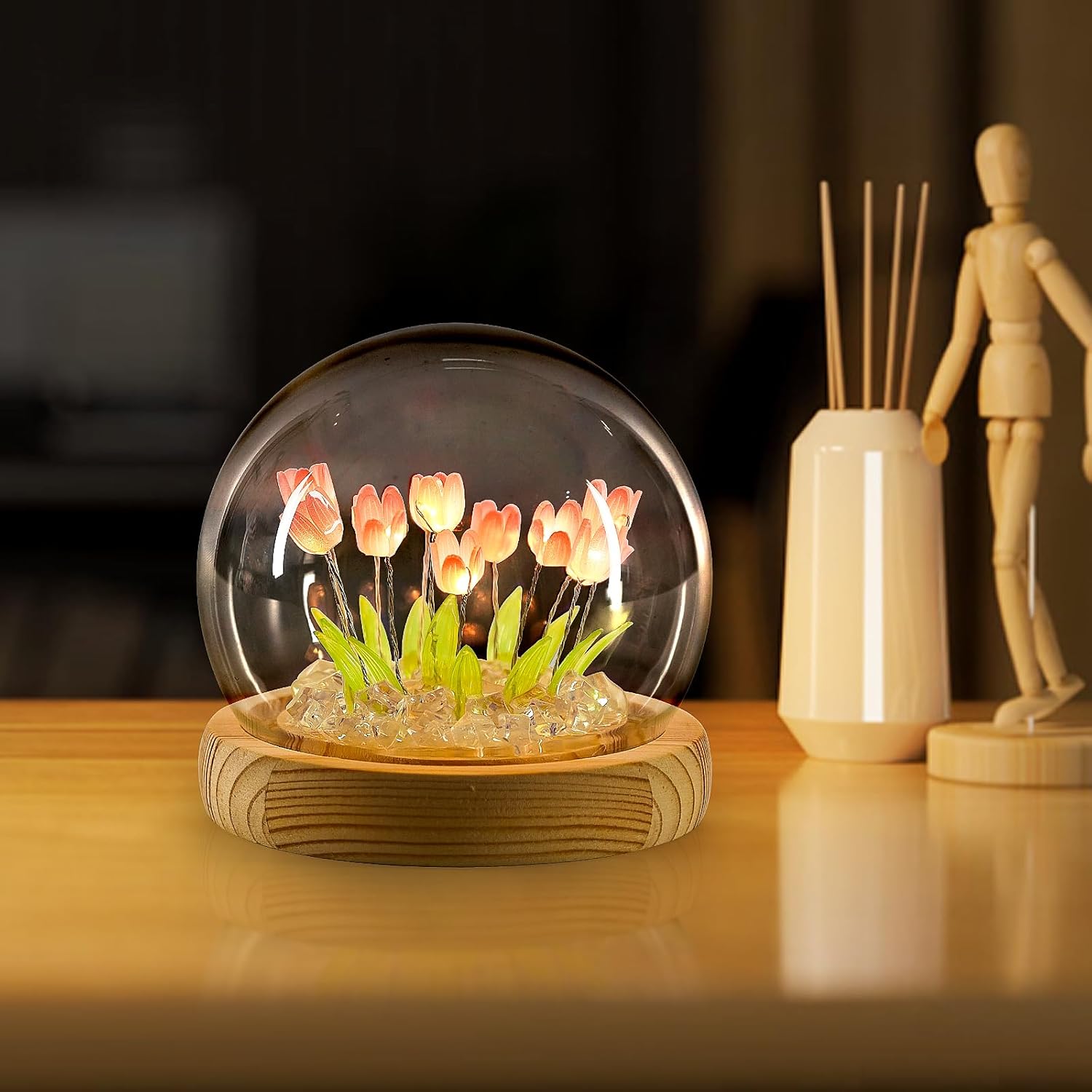 Indoce Sales LED Tulip Night Light Battery Powered Handmade Tulip Table Lamps DIY Simulation Flower Bedside Sleeping Lights