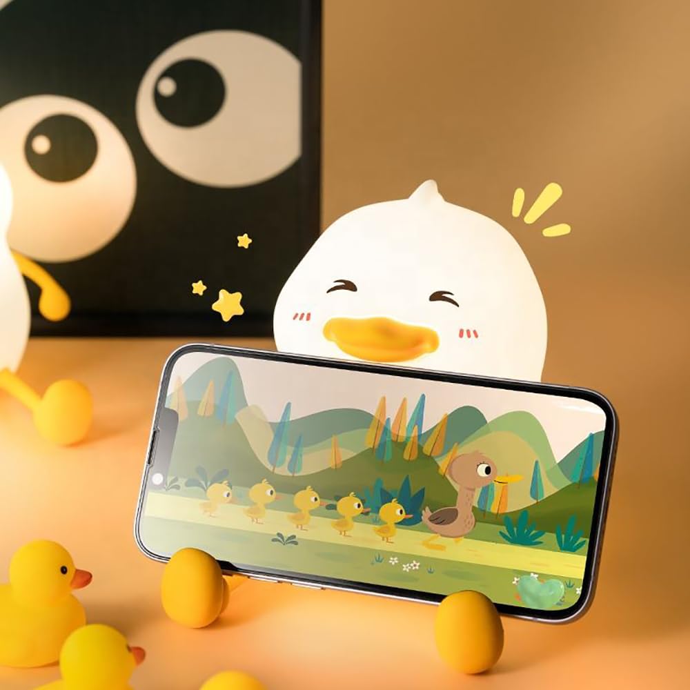 Indoce Sales Cute Smiley Duck Night Light for Kids,Nursery Silicone Night Light, LED Lamp,Room Decor, Gifts for Toddler Children Teenage Girls Valentine's Day