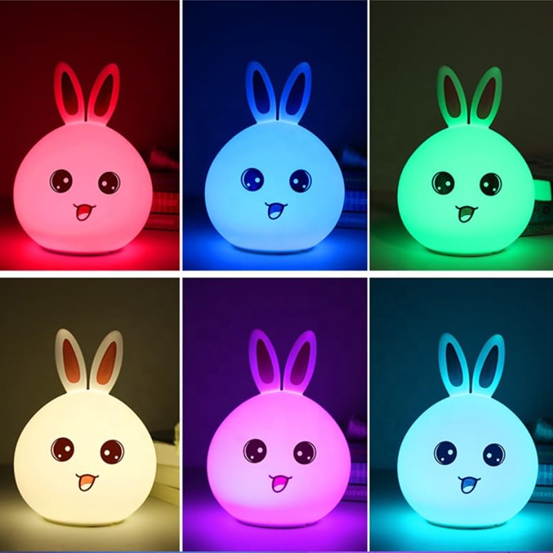 indoce Sales Rabbit Silicone Night Light - Color Changing LED Cute Lamp with Touch Sensor Control Night Light