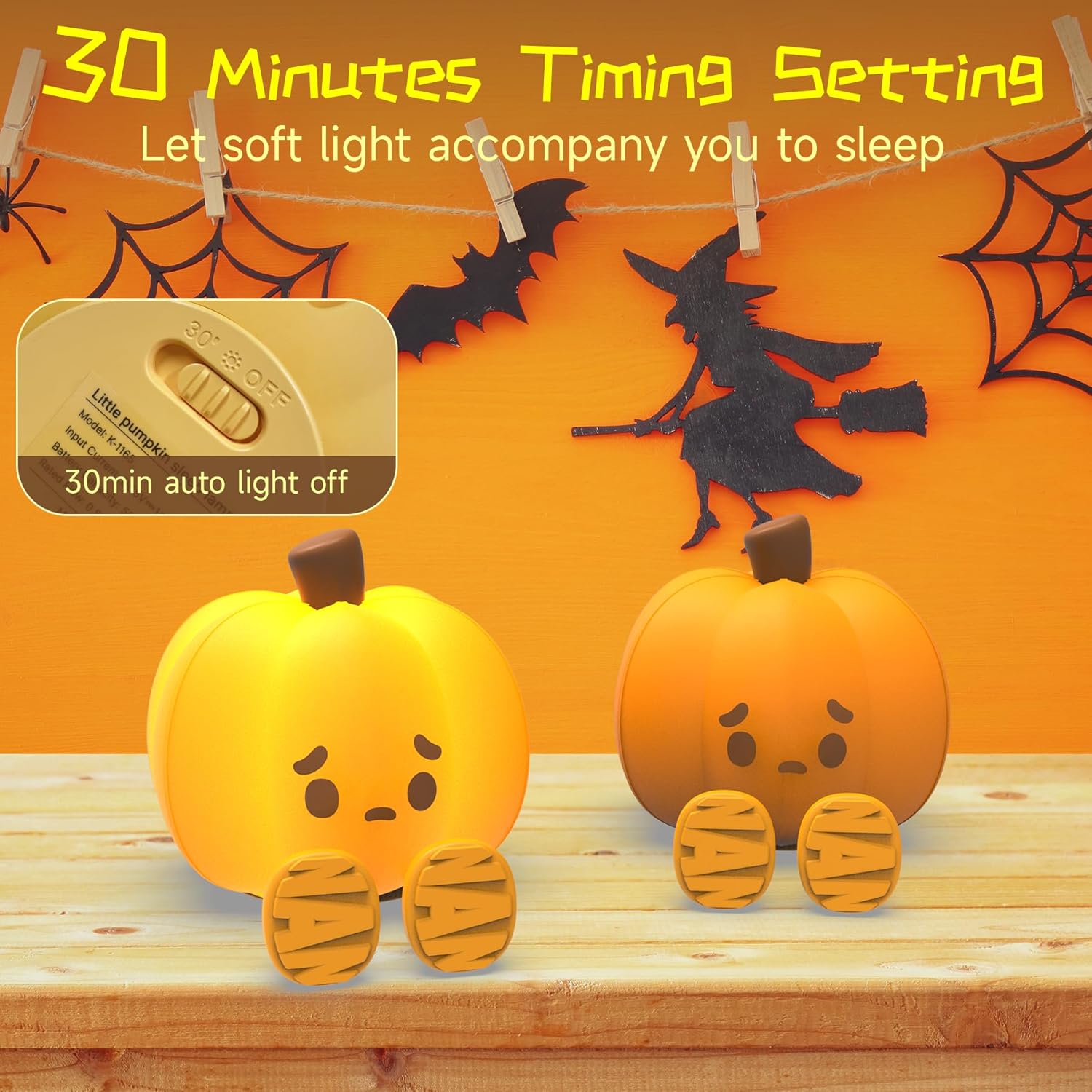 Indoce Sales Pumpkin Night Light, Cute LED Lamp, Silicone Dimmable Nursery Nightlight for Kids, Rechargeable Bedside Touch Lamp, Funny Office Desk Light and Room Decor(Pumpkin)