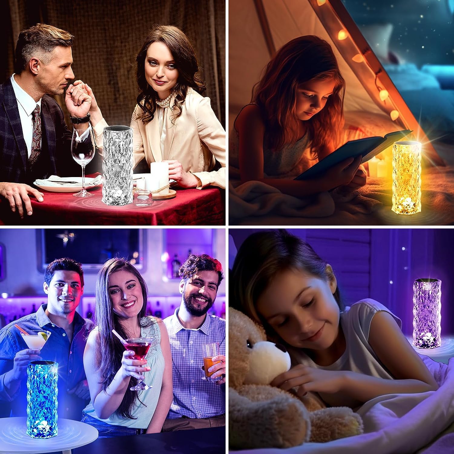 Indoce Sales Crystal Diamond Table Lamp Touch Control Color Changing Bedside Desk Lamp