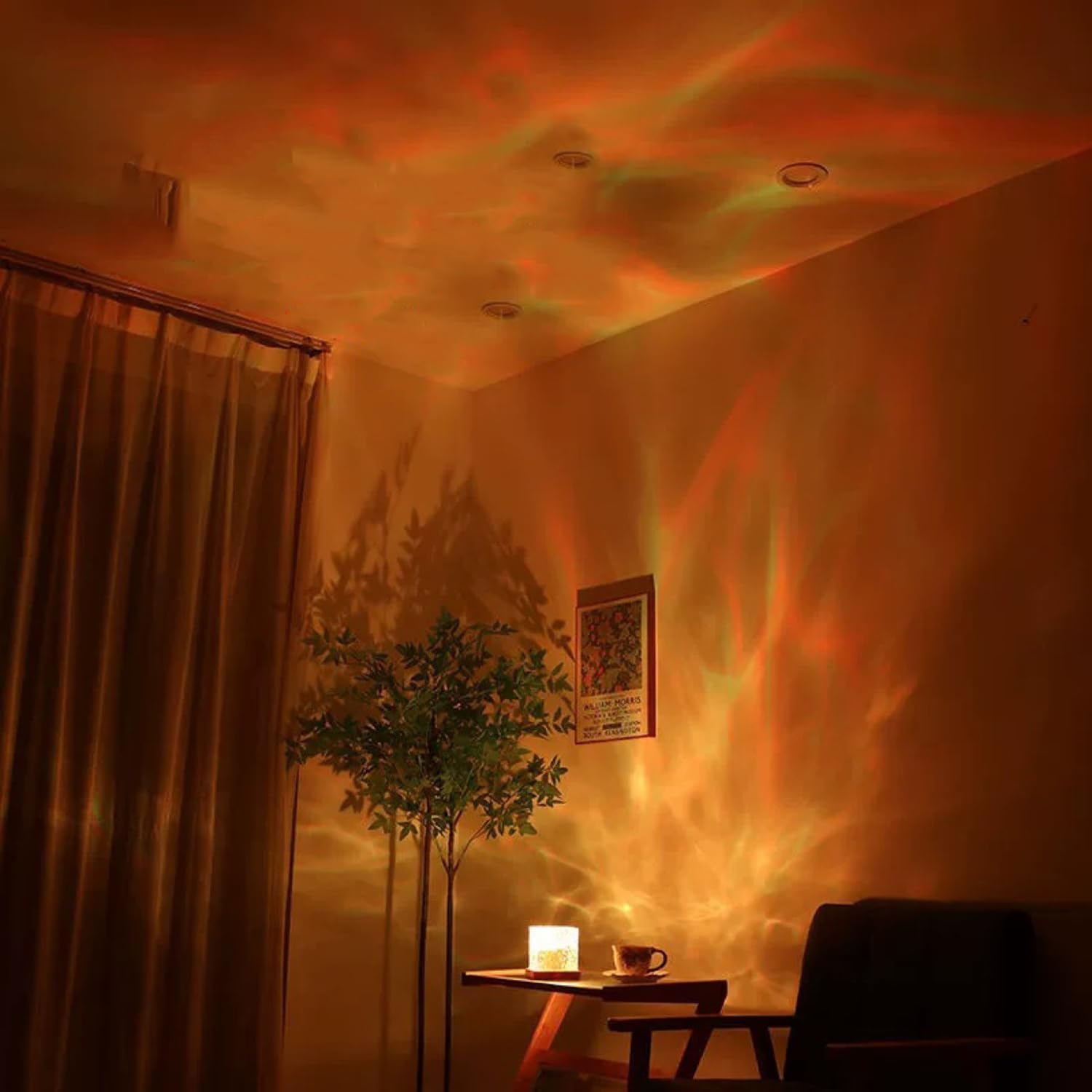 Indoce Sales The Wave Lamp, Wavecube Light, Ocean Wave Projector Light, 16-Color 3D Holographic Water Ripple Romantic Ambient Lighting, Night Light Decor, for Child's Room, Bedroom