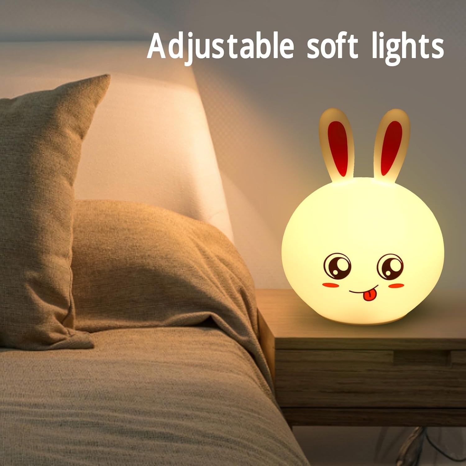 indoce Sales Rabbit Silicone Night Light - Color Changing LED Cute Lamp with Touch Sensor Control Night Light