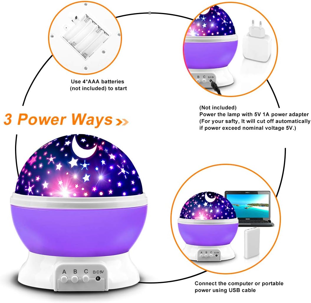 Indoce Sales Sky Star Master Night Light 360 Degree Moon Night Light Romantic Bedroom Kids Room Night Bulb Projector (Multicolor)