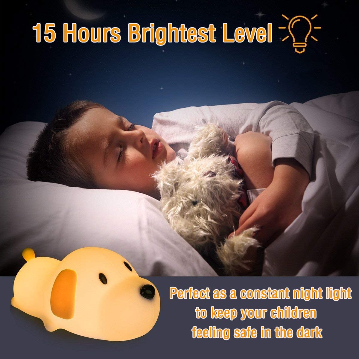 Indoce Sales Puppy Silicone Night Light for Kids – LED Silicone Dog Lamp with Touch Control & Timer