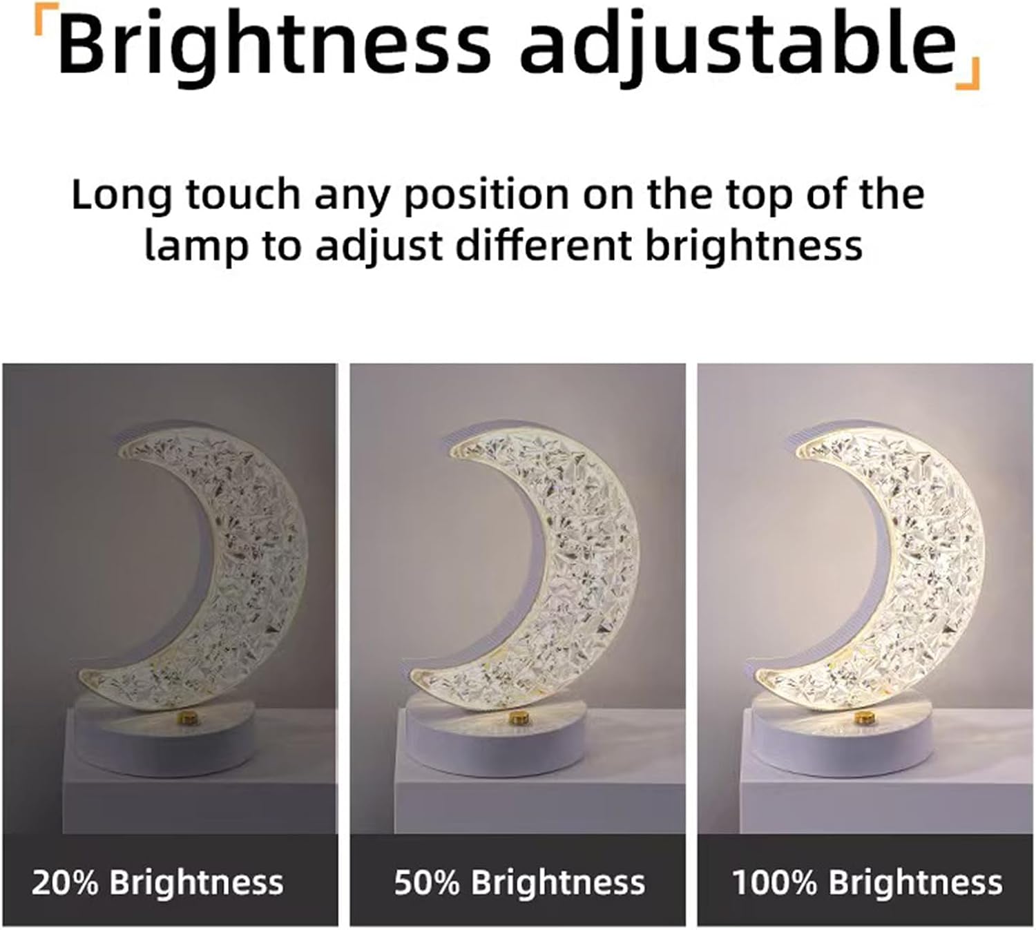Indoce sales Moon Table Lamp for Kids,Romantic Moon Night Light with 3 Colors Modes Dimmable Touch Rechargeable Nightlight (Moon)