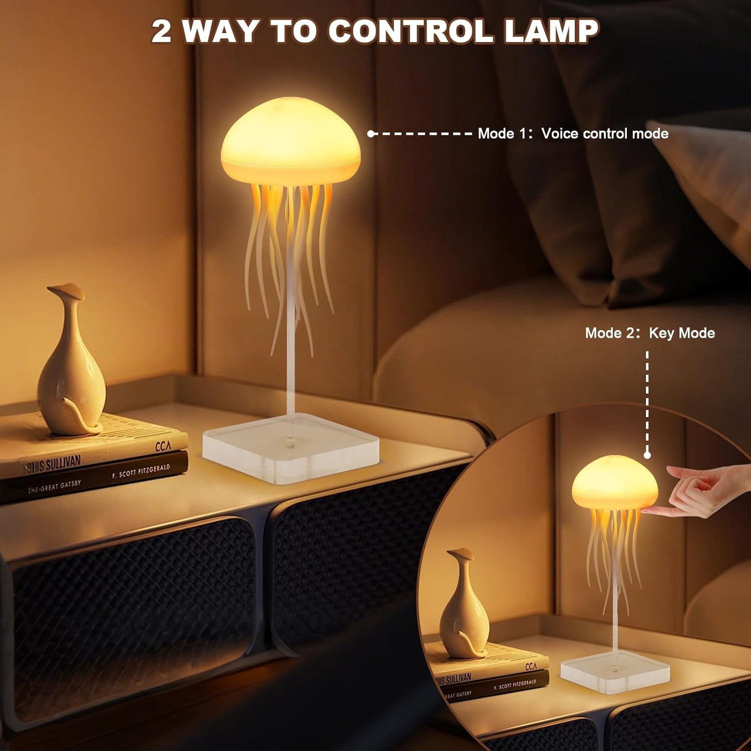 Indoce Sales Jellyfish Dancing Lamp, LED Cute Jellyfish Night Light，Floating Voice Control Jellyfish with Dancing Legs, RGB Gradient Jellyfish Bedside Lamp
