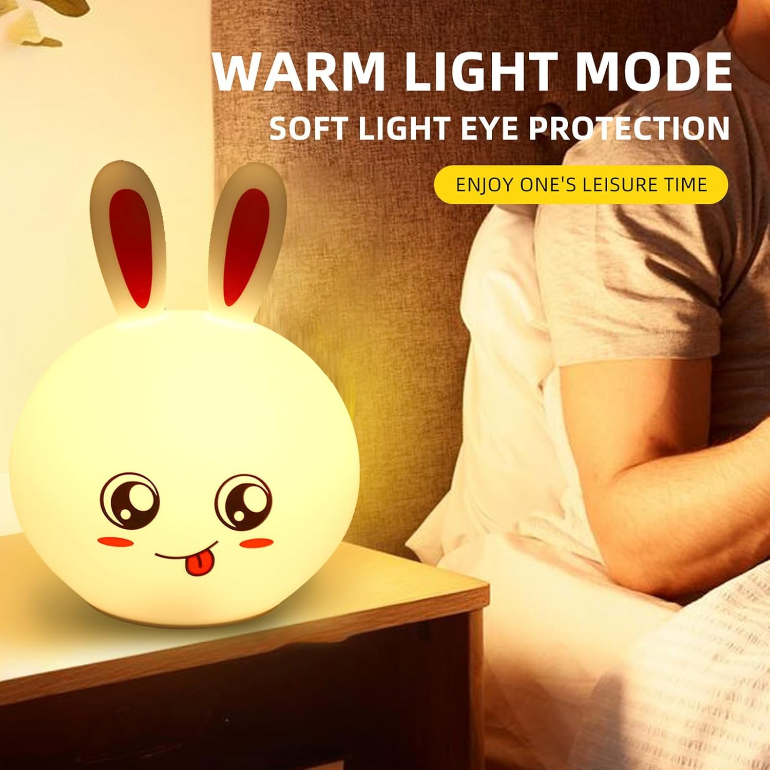 indoce Sales Rabbit Silicone Night Light - Color Changing LED Cute Lamp with Touch Sensor Control Night Light
