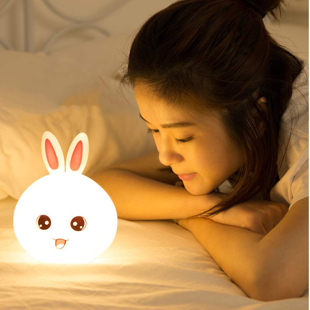 indoce Sales Rabbit Silicone Night Light - Color Changing LED Cute Lamp with Touch Sensor Control Night Light