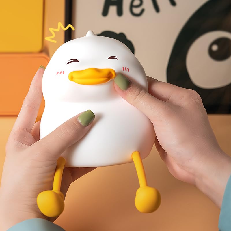 Indoce Sales Cute Smiley Duck Night Light for Kids,Nursery Silicone Night Light, LED Lamp,Room Decor, Gifts for Toddler Children Teenage Girls Valentine's Day