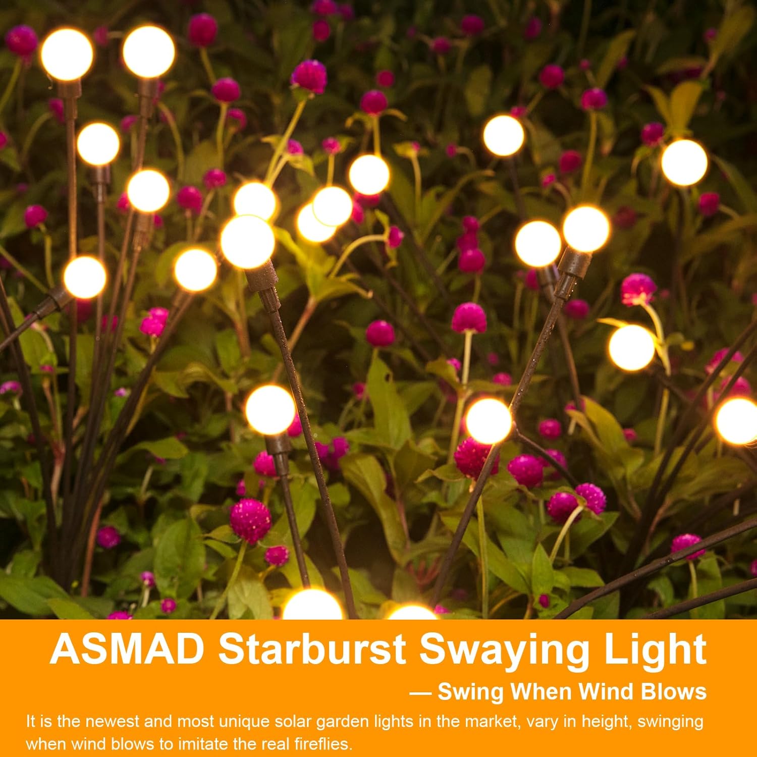 indoce Sales Solar Garden Lights, New Upgraded Solar Powered Firefly Lights Outdoor Waterproof Starburst Swaying Solar Firefly Lights for Path Landscape Outdoor Decoration (2 Pack)