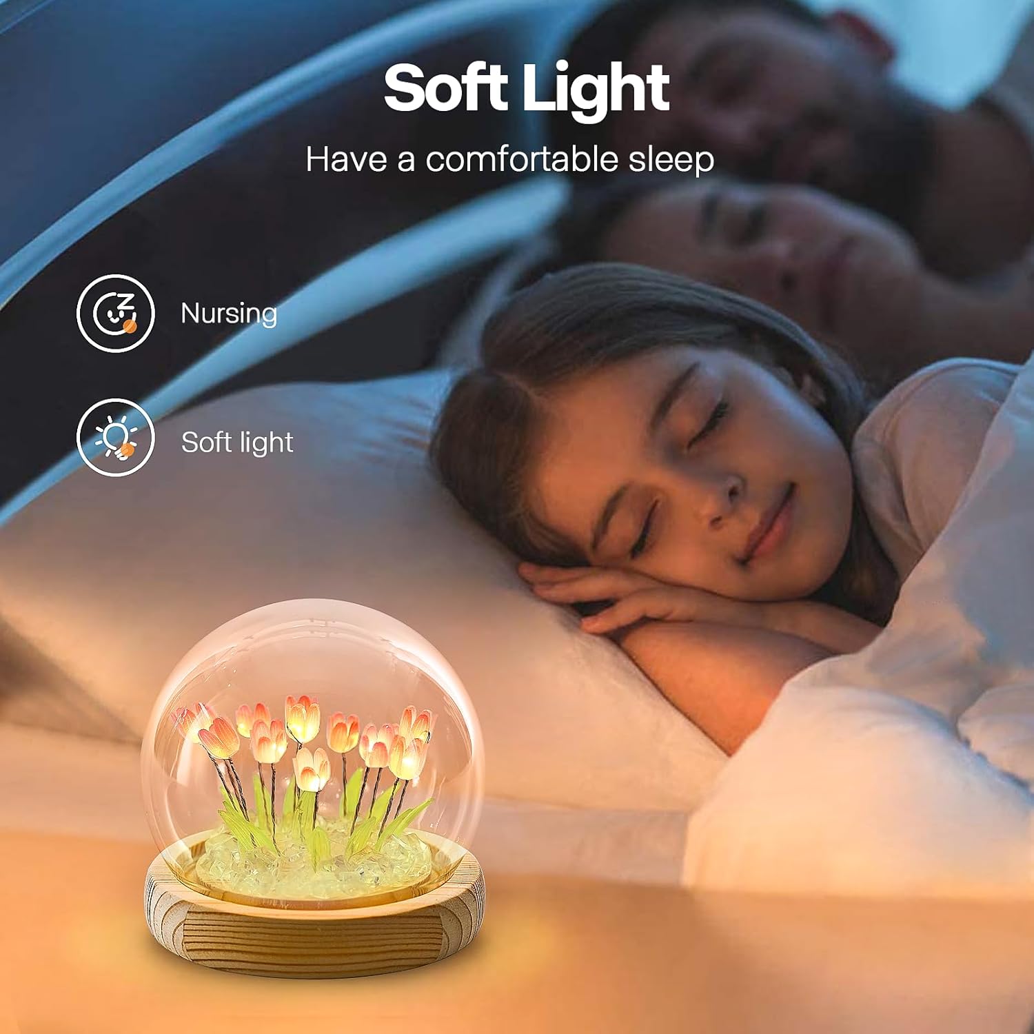 Indoce Sales LED Tulip Night Light Battery Powered Handmade Tulip Table Lamps DIY Simulation Flower Bedside Sleeping Lights
