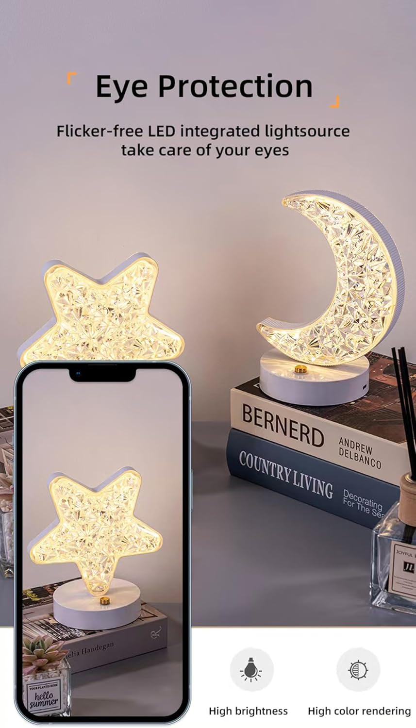 Indoce sales Moon Table Lamp for Kids,Romantic Moon Night Light with 3 Colors Modes Dimmable Touch Rechargeable Nightlight (Moon)