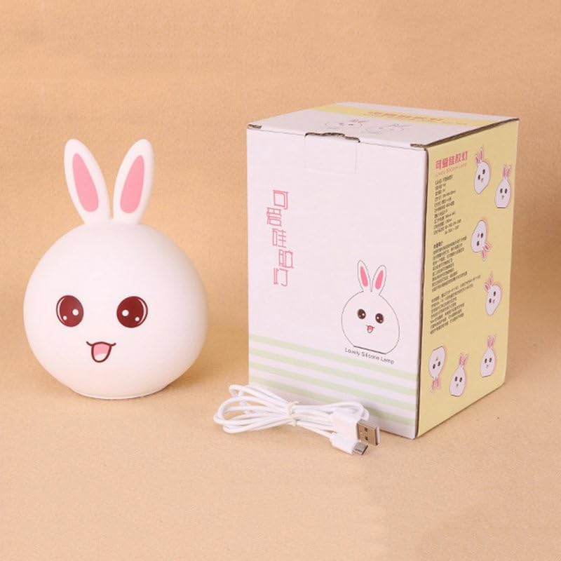 indoce Sales Rabbit Silicone Night Light - Color Changing LED Cute Lamp with Touch Sensor Control Night Light