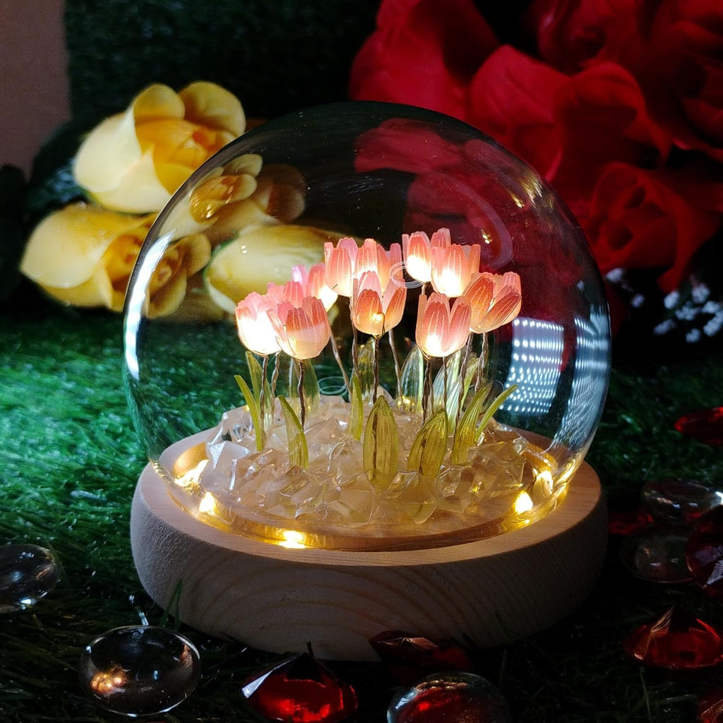 Indoce Sales LED Tulip Night Light Battery Powered Handmade Tulip Table Lamps DIY Simulation Flower Bedside Sleeping Lights