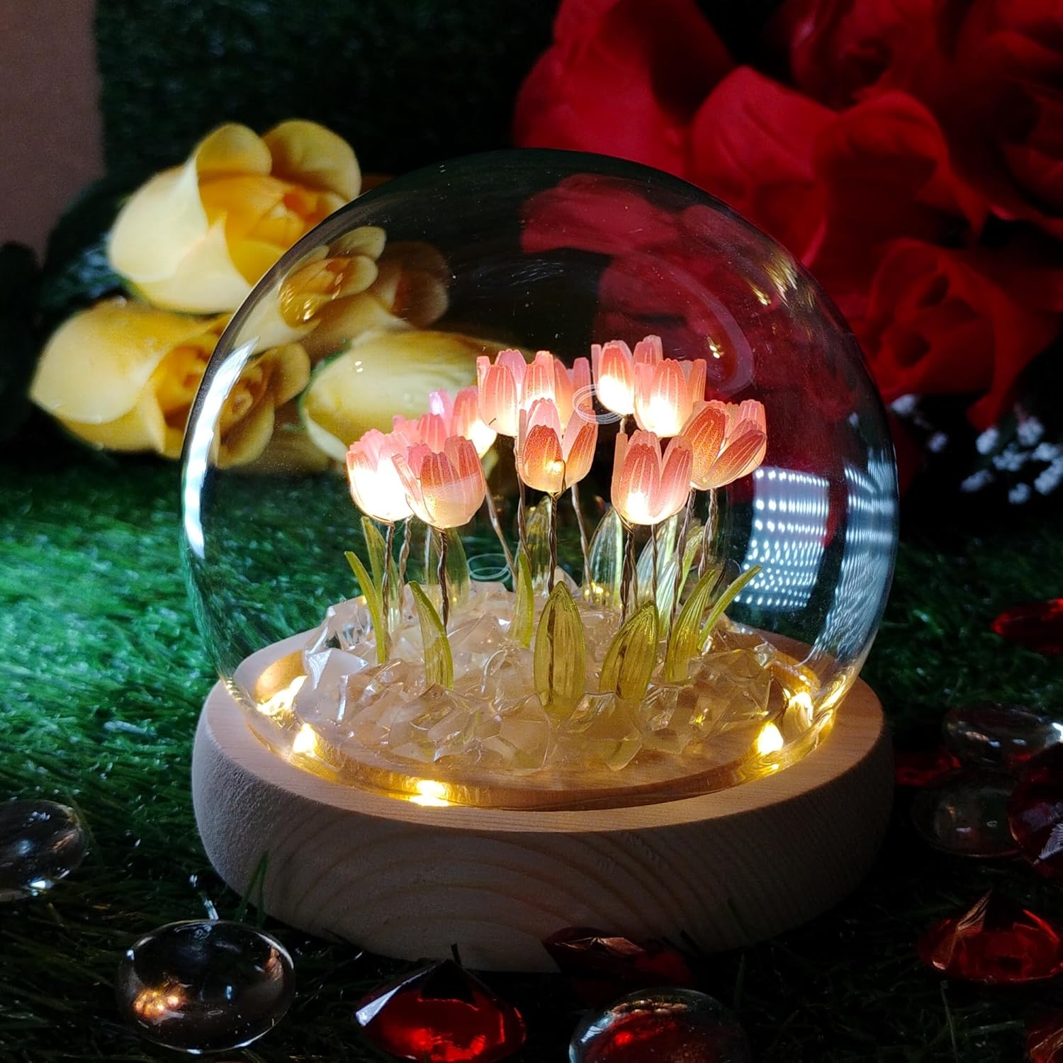 Indoce Sales LED Tulip Night Light Battery Powered Handmade Tulip Table Lamps DIY Simulation Flower Bedside Sleeping Lights