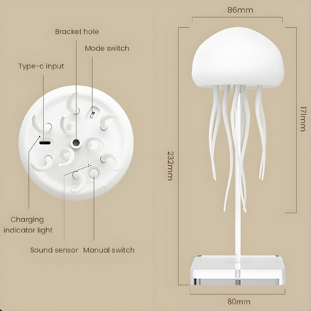 Indoce Sales Jellyfish Dancing Lamp, LED Cute Jellyfish Night Light，Floating Voice Control Jellyfish with Dancing Legs, RGB Gradient Jellyfish Bedside Lamp