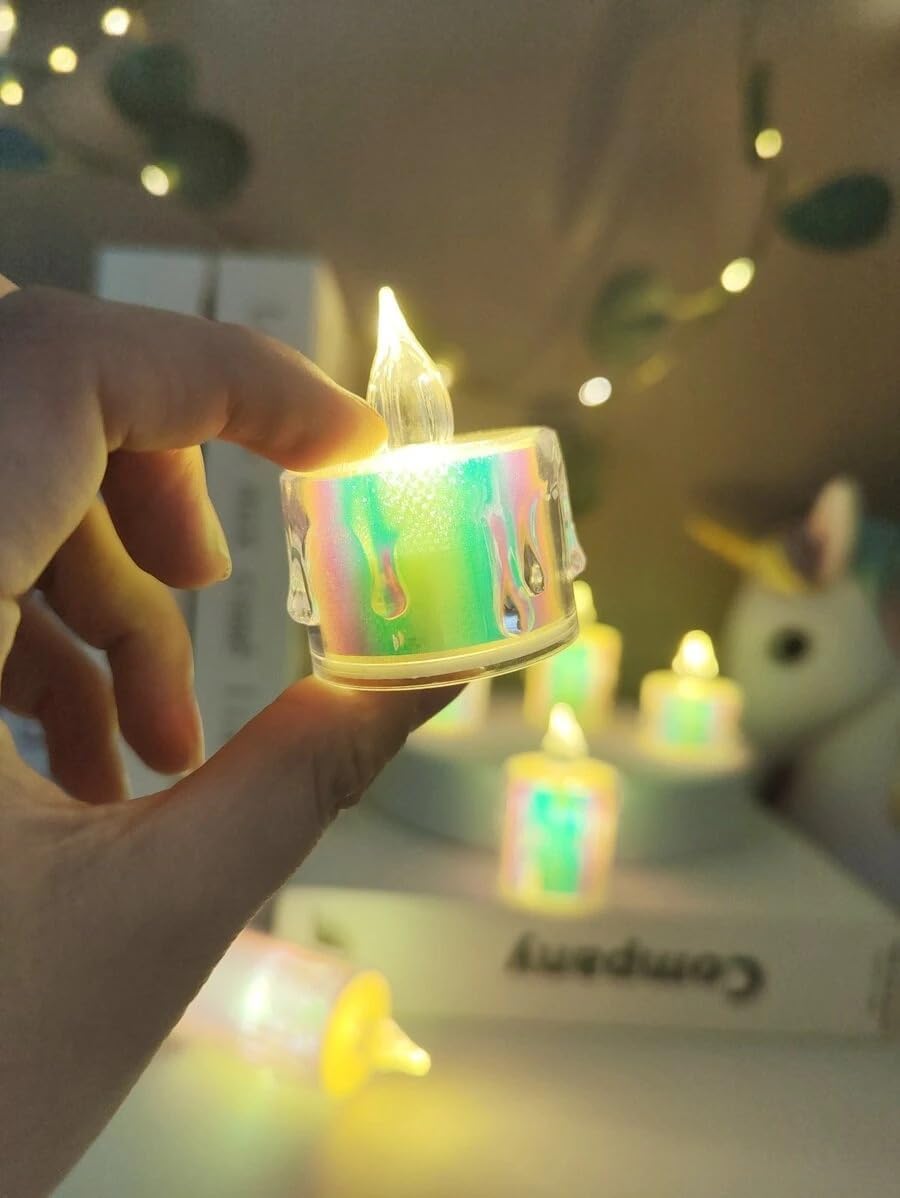 Indoce Sales Flameless and Smokeless Decorative Multicolour Acrylic Candles Led Tea Light (Pack of 6)