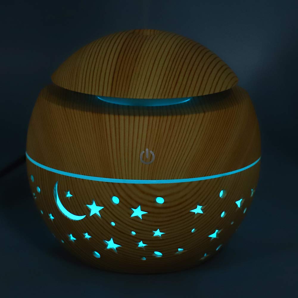 Indoce Sales Air Atomizer, Hollow with LED Light Wooden Grain Air Humidifier, Portable for Bedroom Office