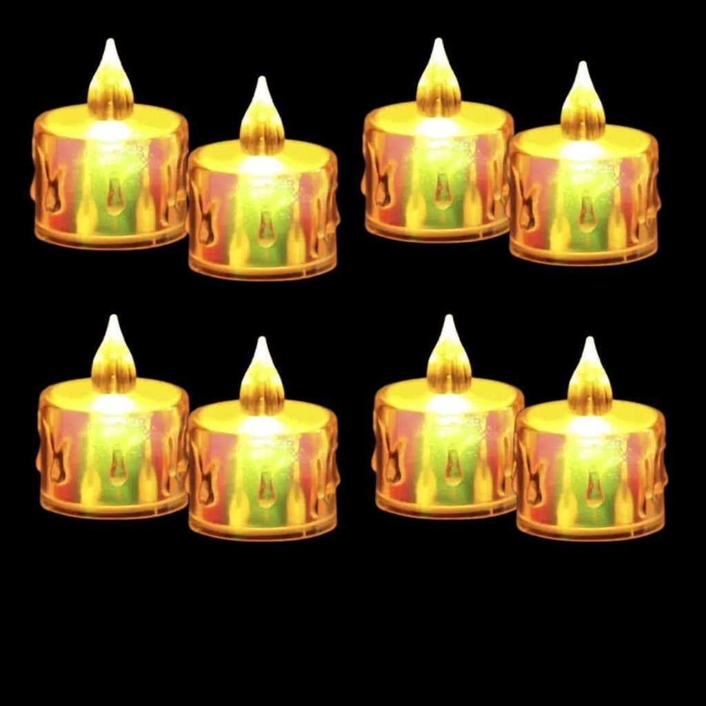 Indoce Sales Flameless and Smokeless Decorative Multicolour Acrylic Candles Led Tea Light (Pack of 6)