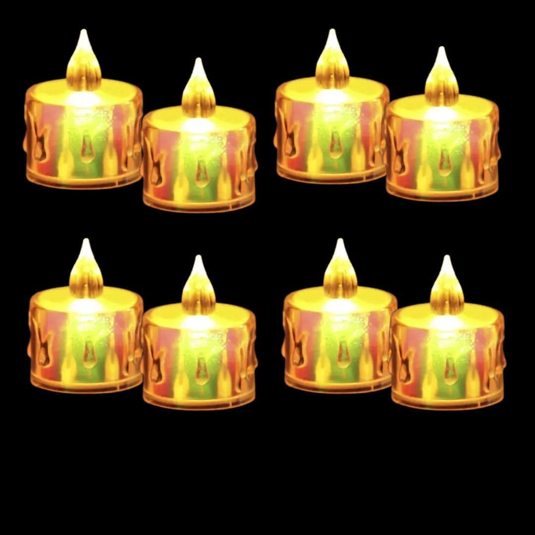 Indoce Sales Flameless and Smokeless Decorative Multicolour Acrylic Candles Led Tea Light (Pack of 6)