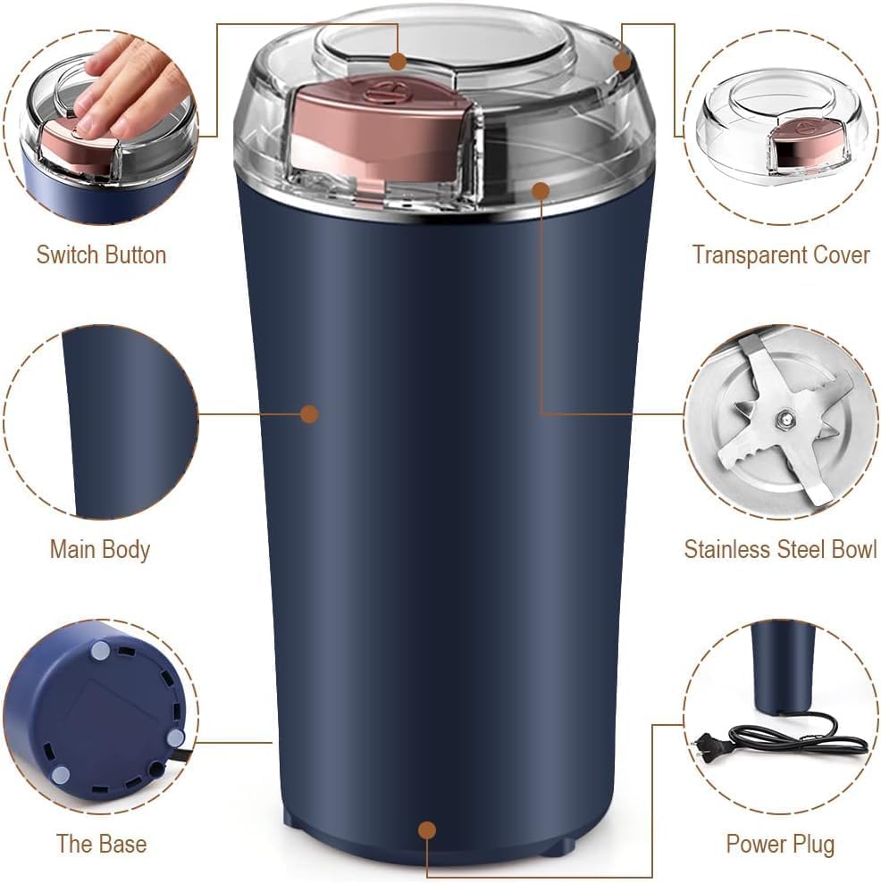 Indoce Sales Electric Masala & Coffee Grinder Machine | 80g Stainless Steel Jar | 10-Second Turbo Blade | Supari, Haldi, Elaichi, Dry Fruit & Herb Crusher | Portable One-Touch Kitchen Blender