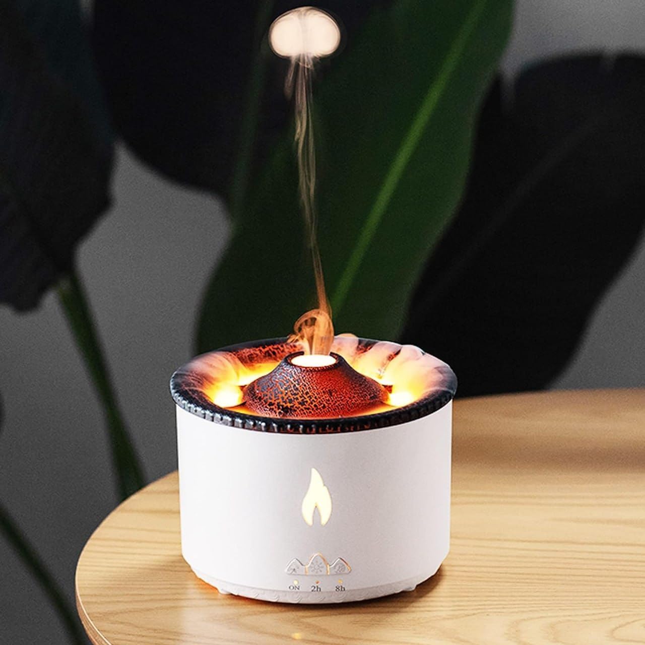 Indoce Sales Volcano Humidifier, Large 300ML/10.56oz Capacity, Waterless Auto-Off and Timer, With Flame and Volcano Atomization Modes, Volcano Aromatherapy diffuser for Bedroom