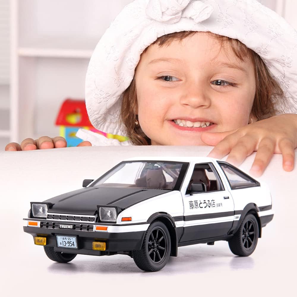 Indoce Sales 1/32 Toyota AE86 Initial D Model Car Zinc Alloy Pull Back Toy Car with Sound and Light for Kids