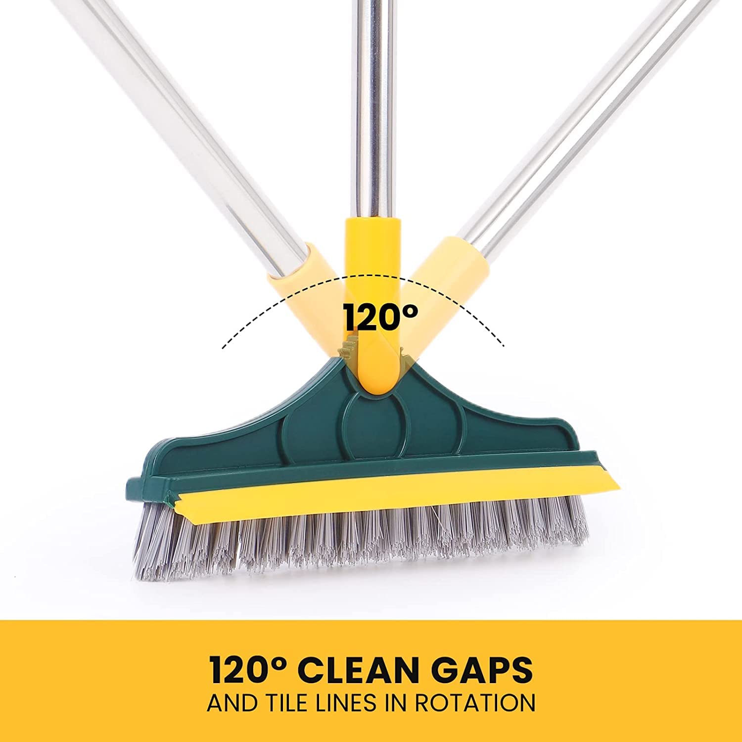 Indoce Sales 3 in 1 Tiles Cleaning Brush Floor Scrub Bathroom Brush with Long Handle 120° Rotate Bathroom Floor Cleaning Brush Home And Kitchen