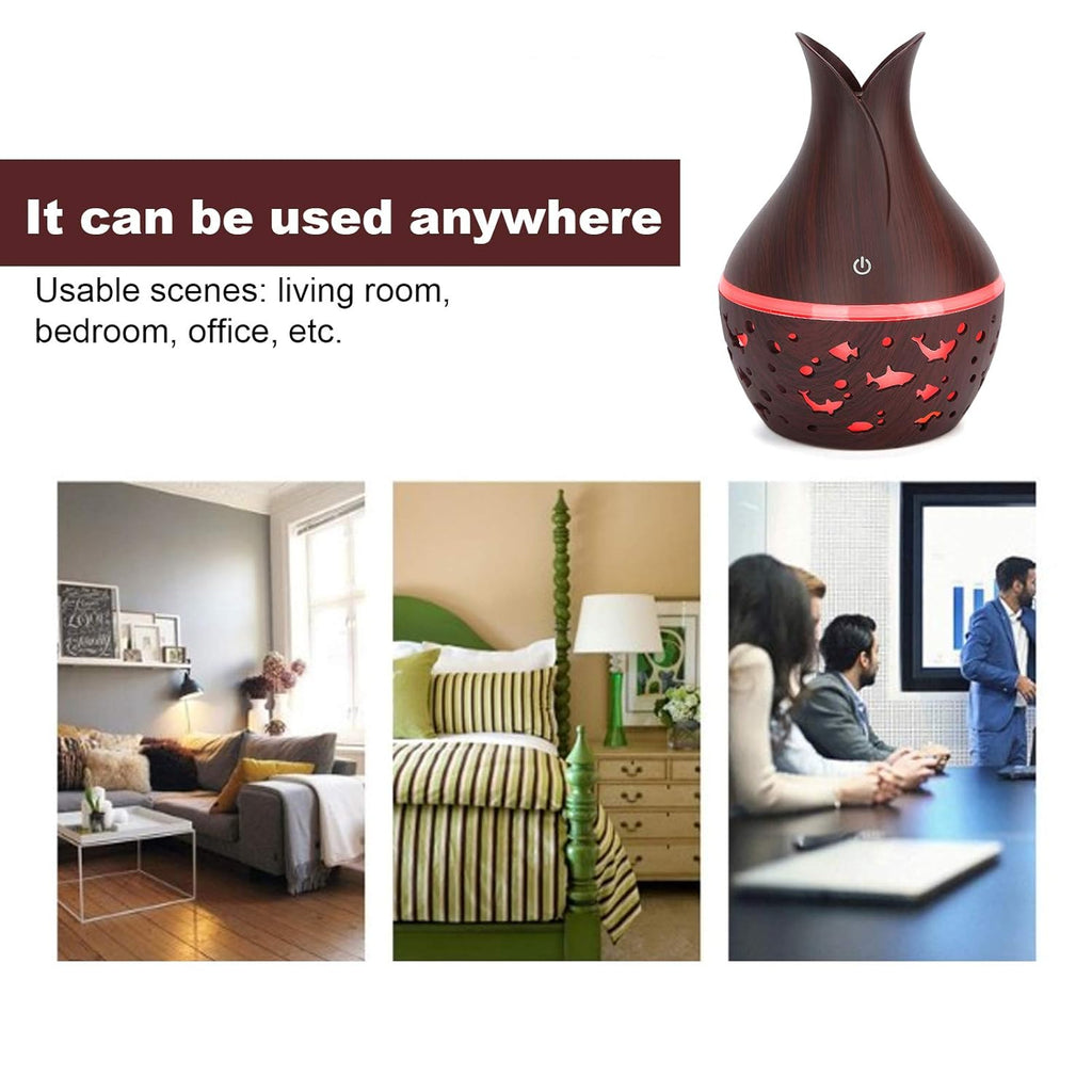Indoce Sales Starry Sky Wood Grain Creative Hollow Star Moon Humidifier Colorful Transparent Mini Portable 130ML Aroma Diffuser