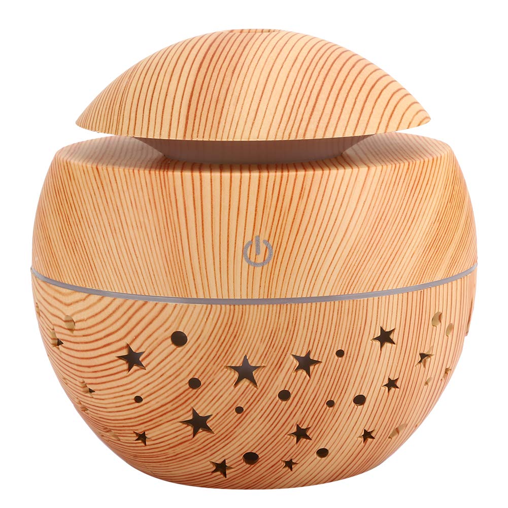 Indoce Sales Air Atomizer, Hollow with LED Light Wooden Grain Air Humidifier, Portable for Bedroom Office