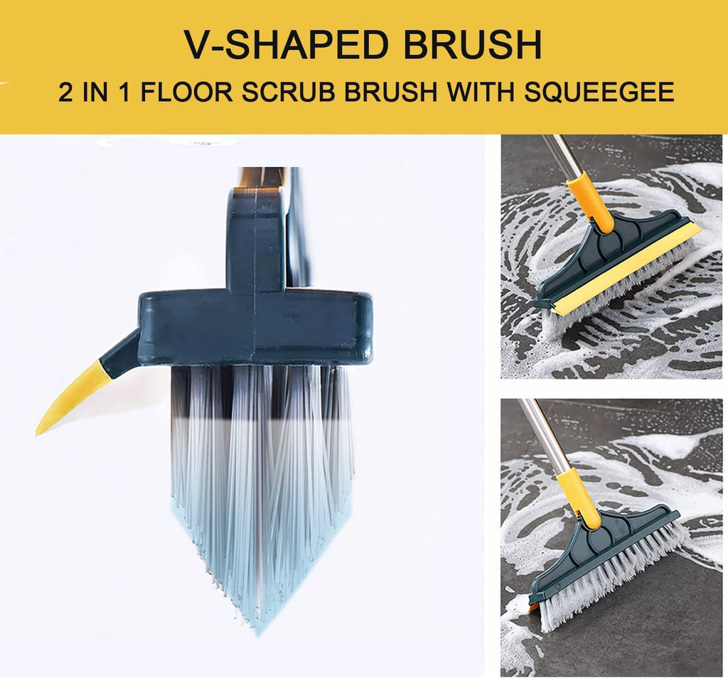 Indoce Sales 3 in 1 Tiles Cleaning Brush Floor Scrub Bathroom Brush with Long Handle 120° Rotate Bathroom Floor Cleaning Brush Home And Kitchen