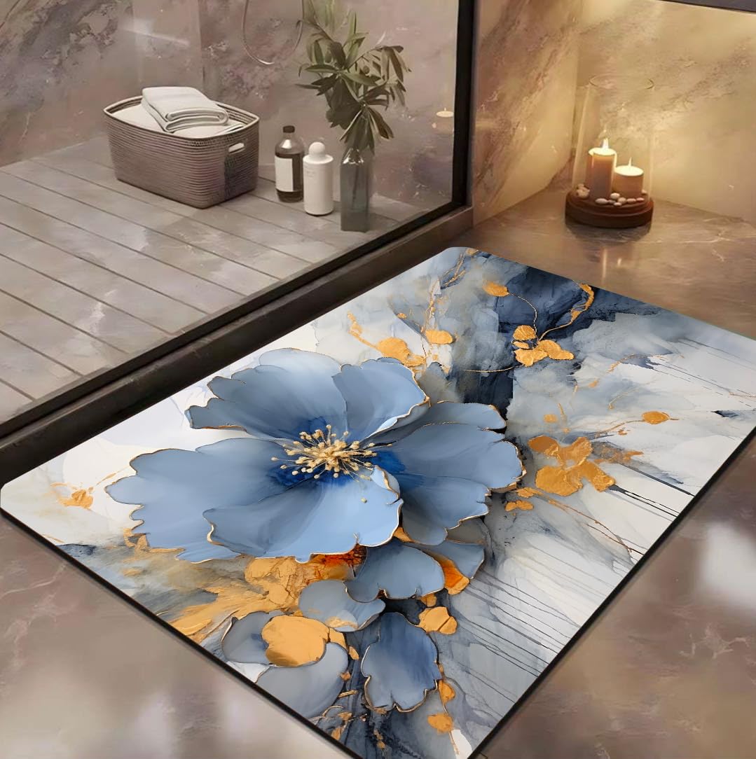 Indoce Sales 5D Door Flower Mat 5D Bathroom Flower Mat Visual Anti-Slip Absorbent Mat | Quick Drying Non-Slip Bath Mat