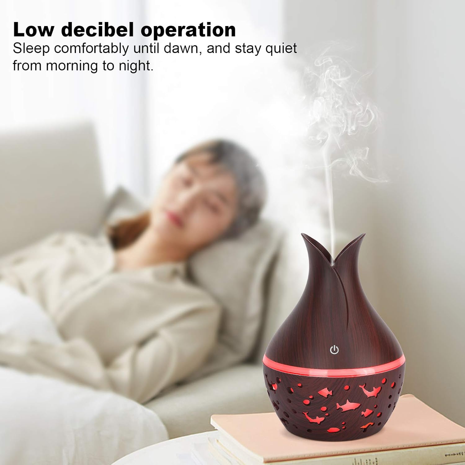 Indoce Sales Starry Sky Wood Grain Creative Hollow Star Moon Humidifier Colorful Transparent Mini Portable 130ML Aroma Diffuser