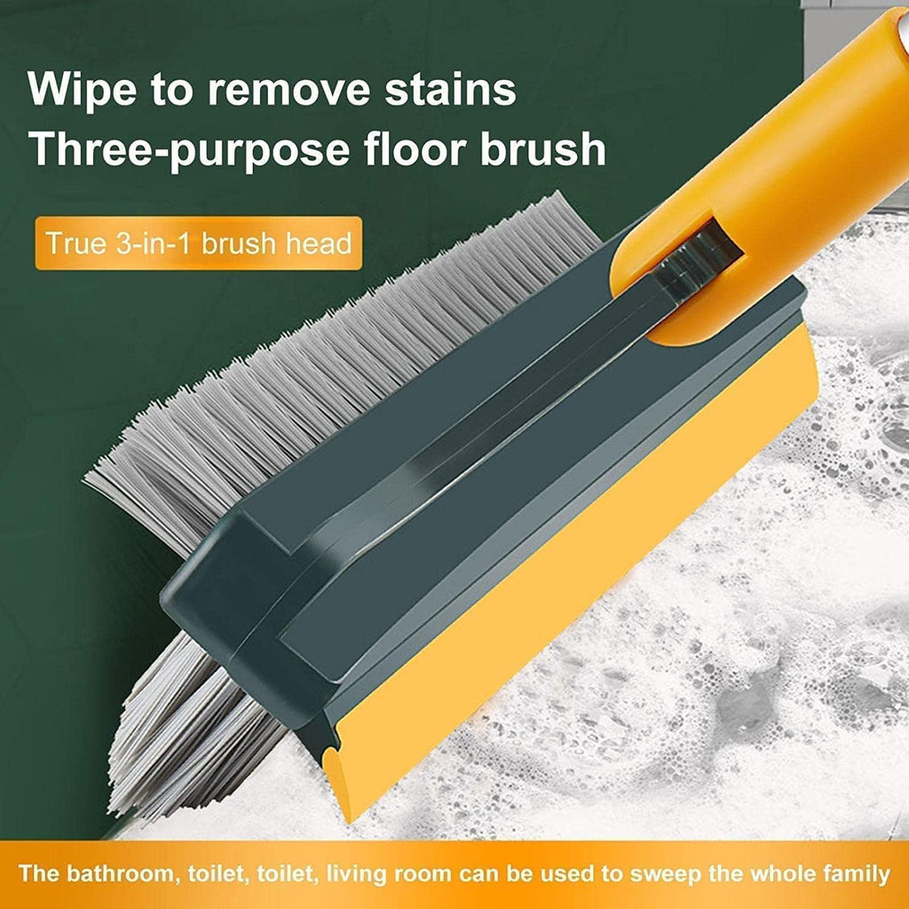 Indoce Sales 3 in 1 Tiles Cleaning Brush Floor Scrub Bathroom Brush with Long Handle 120° Rotate Bathroom Floor Cleaning Brush Home And Kitchen
