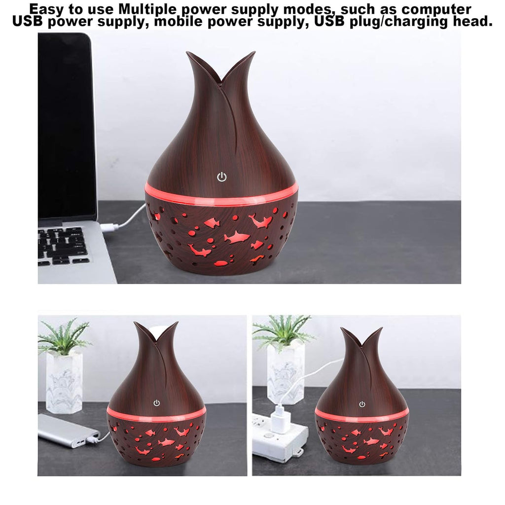 Indoce Sales Starry Sky Wood Grain Creative Hollow Star Moon Humidifier Colorful Transparent Mini Portable 130ML Aroma Diffuser