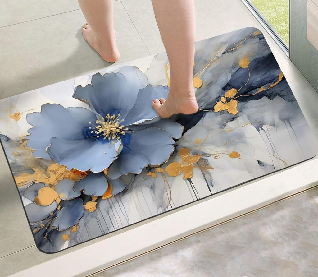 Indoce Sales 5D Door Flower Mat 5D Bathroom Flower Mat Visual Anti-Slip Absorbent Mat | Quick Drying Non-Slip Bath Mat