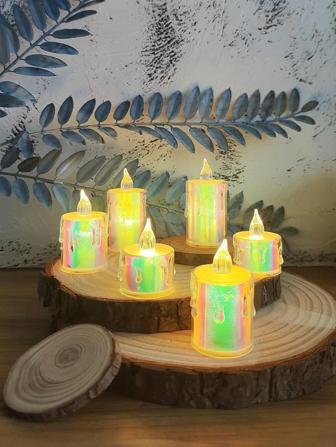 Indoce Sales Flameless and Smokeless Decorative Multicolour Acrylic Candles Led Tea Light (Pack of 6)