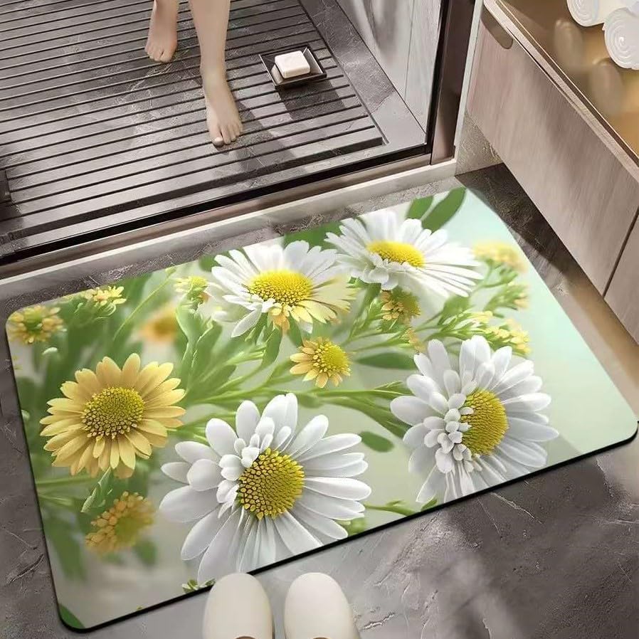 Indoce Sales 5D Door Flower Mat 5D Bathroom Flower Mat Visual Anti-Slip Absorbent Mat | Quick Drying Non-Slip Bath Mat